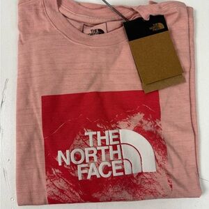 The North Face RoseTan Heather Print Logo Graphic Long Sleeve Crew Neck NWT New